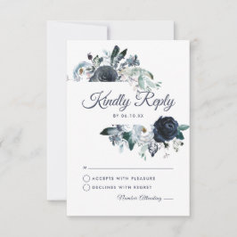 Rustic Navy Peony Waterverf bruiloft RSVP