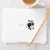 Rustic Navy Peony Waterverf Flowers Etiket (Insitu)