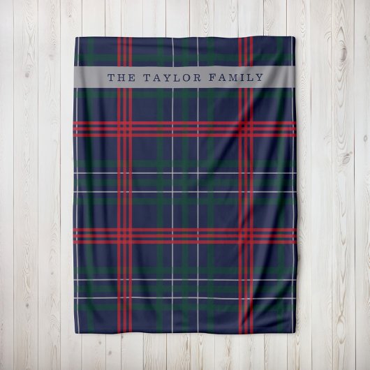 Rustic Navy Red Green Tartan gepersonaliseerd Fleece Deken