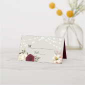 Rustic Navy String Lights Place Card Plaatskaartje (Voorkant)