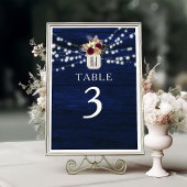 Rustic Navy String Lights Tafelnummer