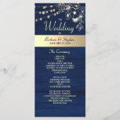 Rustic Navy String Lights Trouwprogramma Programmakaart (Voorkant)