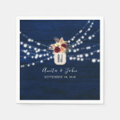 Rustic Navy String Lights Trouwservetten Servet (Voorkant)