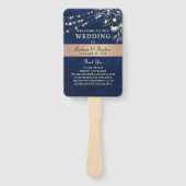 Rustic Navy String Lights Wedding Hand Fan Handwaaier (Voorkant)