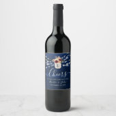 Rustic Navy String Lights Wedding Wine Label Wijn Etiket (Voorkant)