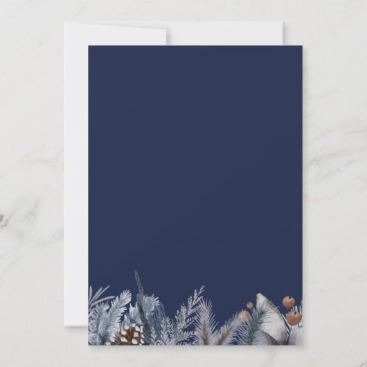 Rustic Navy String Lights Winter Wedding Invitatio Kaart (Achterkant)