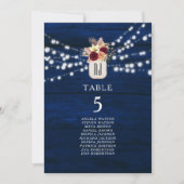 Rustic Navy String Lights Zitplaatsen Kaart (Voorkant)