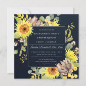 RUSTIC NAVY SUNFLOWER EUCALYPTUS FLORAL VERLOVING KAART (Voorkant)