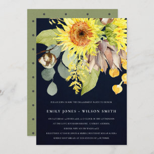 RUSTIC NAVY SUNFLOWER EUCALYPTUS FLORAL VERLOVING KAART