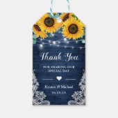 Rustic Navy Sunflower String Lights Hartelijk dank Cadeaulabel (Voorkant)