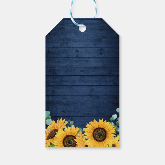 Rustic Navy Sunflower String Lights Hartelijk dank Cadeaulabel (Achterkant)