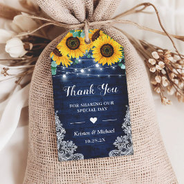 Rustic Navy Sunflower String Lights Hartelijk dank Cadeaulabel