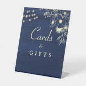 Rustic Navy trouwkaarten en geschenken teken Reclamebord Met Voetstuk (Voorkant)