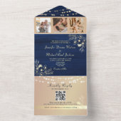 Rustic Navy Wedding QR Code Uitnodiging (Binnen)