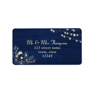 Rustic Navy Wedding Return Adreslabel Etiket
