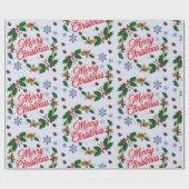 Rustic Navy wit en rood Vrolijk Kerstfeest Cadeaupapier (Vlak)