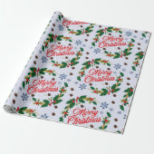 Rustic Navy wit en rood Vrolijk Kerstfeest Cadeaupapier (Uitgerold)