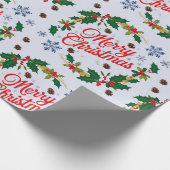 Rustic Navy wit en rood Vrolijk Kerstfeest Cadeaupapier (Hoek)