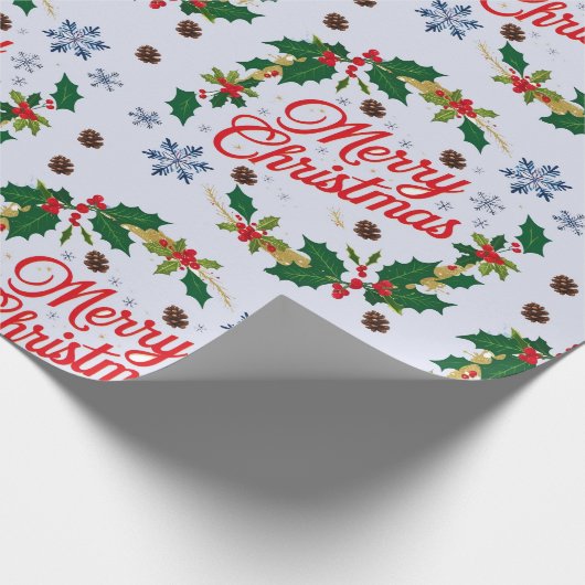 Rustic Navy wit en rood Vrolijk Kerstfeest Cadeaupapier (Hoek)