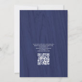 Rustic Navy & Wit met Zilveren QR Code Bruiloft Kaart (Achterkant)