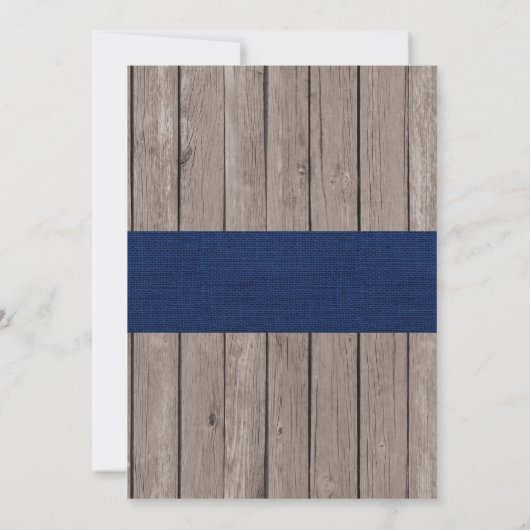 Rustic Navy & Wood Boy Baptisme Kaart (Achterkant)