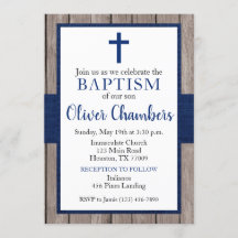 Rustic Navy & Wood Boy Baptisme