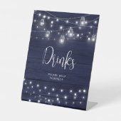 Rustic Navy Wood Mason Jars Drinken Reclamebord Met Voetstuk (Voorkant)