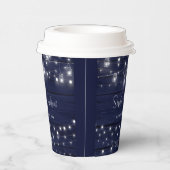 Rustic Navy Wood Mason Jars Lights Wedding Papieren Bekers (Rechts)