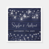 Rustic Navy Wood Mason Jars Lights Wedding Servet (Voorkant)