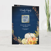 Rustic Navy Wood Sunflower Pumpkin QR Code Wedding (Achterkant)