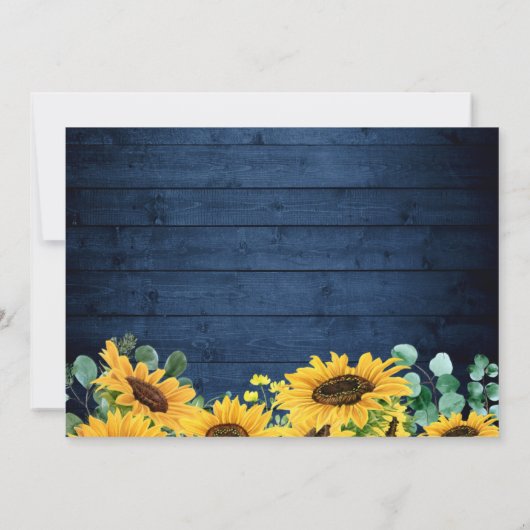 Rustic Navy Wood Sunflower String Lights Save The Date (Achterkant)