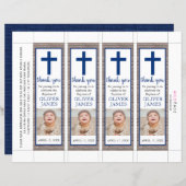 Rustic Navyblauw Jongens Doop Foto Boekmerk (Voorkant / Achterkant)