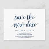 Rustic Navyblauw, Sla de nieuwe datum op, uitgeste Briefkaart (Voorkant)