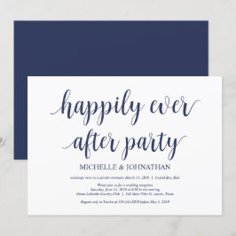 Rustic Navyblauw Trouw Elopement Ontvangst Kaart