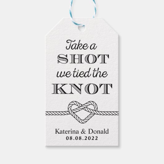 Rustic neemt een schop waar we de 'Knot Wedding Kr Cadeaulabel (Voorkant)