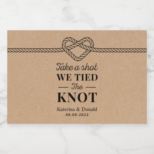 Rustic neemt een schop waar we de 'Knot Wedding Kr Likeurfles Etiket (Enkel label)