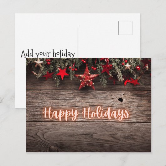 Rustic Neon Prettige feestdagen Briefkaart (Voorkant / Achterkant)