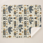 Rustic Neushoorn Tribal Patroon (1) Sherpa Deken (Voorkant (horizontaal))