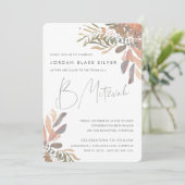 Rustic Neutral Boho Floral B Mitzvah Kaart (Staand voorkant)