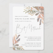 Rustic Neutral Boho Floral Bat Mitzvah Kaart (Voorkant)