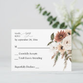 Rustic Neutral Boho Floral no Meal RSVP Kaartje (Staand voorkant)