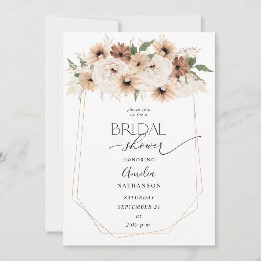 Rustic Neutral Boho Floral Vrijgezellenfeest Kaart (Voorkant)