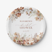 Rustic Neutral Boho Floral Vrijgezellenfeest Papieren Bordje (Voorkant)
