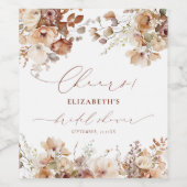 Rustic Neutral Boho Floral Vrijgezellenfeest Wijn Etiket (Enkel label)