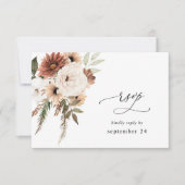 Rustic Neutral Boho Floral w Meal RSVP (Voorkant)