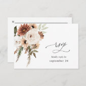 Rustic Neutral Boho Floral w Meal RSVP (Voorkant / Achterkant)