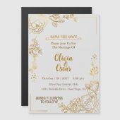 Rustic Neutral Boho Floral Wedding Invitation Magnetische Uitnodiging (Voorkant / Achterkant)