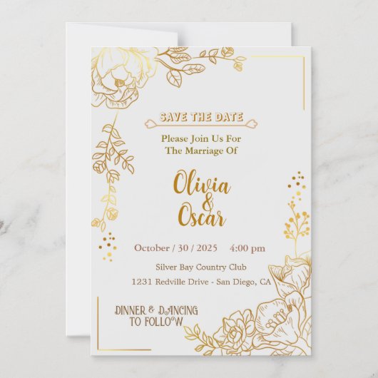 Rustic Neutral Boho Floral Wedding Invitation Magnetische Uitnodiging (Voorkant)