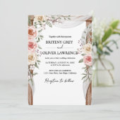 Rustic Neutral Boho Floral Wedding Kaart (Staand voorkant)