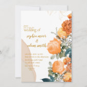 Rustic Neutral Boho oranje Floral bruiloft Kaart (Voorkant)